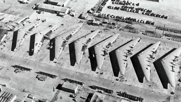 Uncompleted YB-35s lined up at Northrop’s California factory awaiting conversion to YB-49. All of these planes were eventually scrapped.